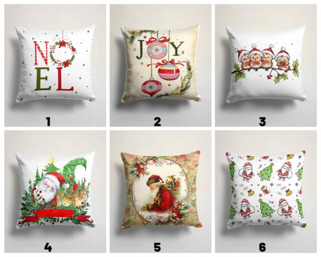 Christmas Cushion Cover/Bird Throw Pillow Cover/Santa Claus, Christmas Pillows Socks Print Covers/Bell Xmas Top - image 1