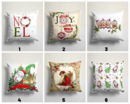 Christmas Cushion Cover/Bird Throw Pillow Cover/Santa Claus, Christmas Pillows Socks Print Covers/Bell Xmas Top - thumbnail 1