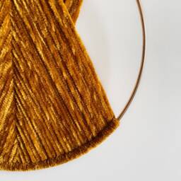 Dark Mustard Velvet Yarn Hoop Wall Hanging, Minimal Boho Decor - thumbnail 3