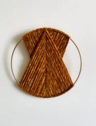 Dark Mustard Velvet Yarn Hoop Wall Hanging, Minimal Boho Decor