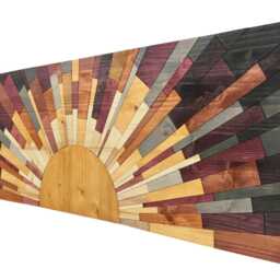Sunrise At Night Wood Wall Art Modern Geometric Decor - 36x12 - thumbnail 2