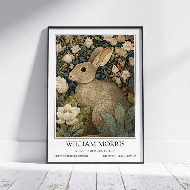 Rabbit William Morris Wall Art Vintage Poster, Floral Art Print - image 1