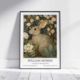 Rabbit William Morris Wall Art Vintage Poster, Floral Art Print - thumbnail 1