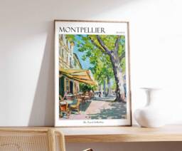 Montpellier France Travel Poster Place De La Com??die Print - thumbnail 1