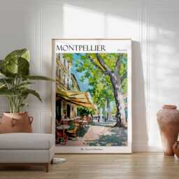 Montpellier France Travel Poster Place De La Com??die Print - thumbnail 2