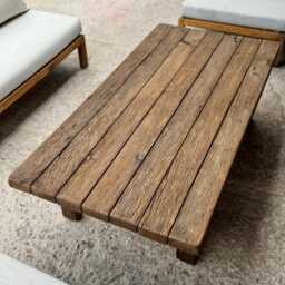 Rustic Handmade Reclaimed Wood Coffee Table For Outdoor Patio - thumbnail 2