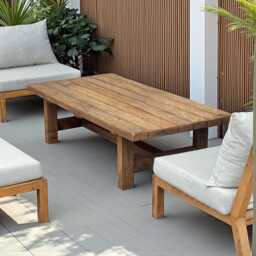 Rustic Handmade Reclaimed Wood Coffee Table For Outdoor Patio - thumbnail 1