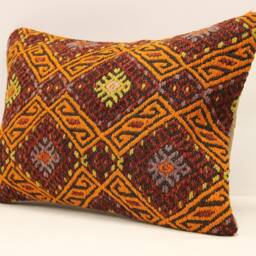 Throw Lumbar Kilim Pillow 14x20 in - 35x50 cm Boho Pillowcover Kilim Cushion Cover Tribal Pillow 4Bef-474 - thumbnail 3