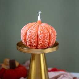 Handmade Pumpkin Candle Soy & Beeswax Halloween Decor - thumbnail 2