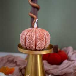 Handmade Pumpkin Candle Soy & Beeswax Halloween Decor - thumbnail 3