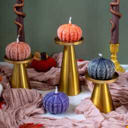 Handmade Pumpkin Candle Soy & Beeswax Halloween Decor - thumbnail 4