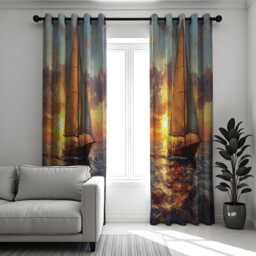 Sailboat Sunset Curtains, Nautical Window Panels With Vibrant Ocean Scene, Coastal Wall Art Drape, Sailing Boat Home Decor For Beach House - thumbnail 2