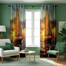 Sailboat Sunset Curtains, Nautical Window Panels With Vibrant Ocean Scene, Coastal Wall Art Drape, Sailing Boat Home Decor For Beach House