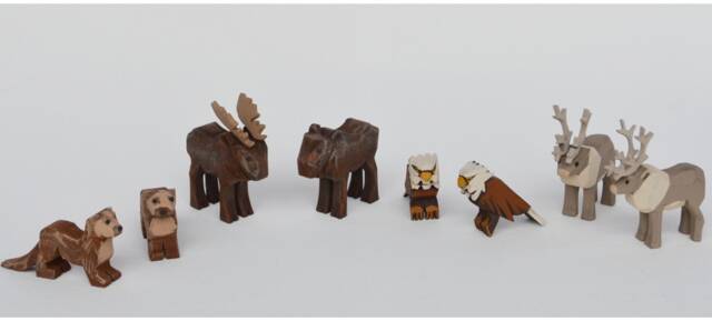 Hand Carved Wooden Animals, Otters, Moose, Eagles, Caribou, Folk Art - image 1