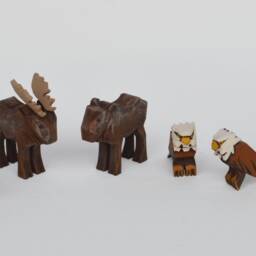 Hand Carved Wooden Animals, Otters, Moose, Eagles, Caribou, Folk Art - thumbnail 3