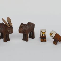 Hand Carved Wooden Animals, Otters, Moose, Eagles, Caribou, Folk Art - thumbnail 2