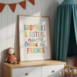 Sibling Print, Brother & Sister, Kids Quote, Affirmations, Positive Poster, Playroom Wall Art, Best Friends, Family, Toddler Decor - thumbnail 3