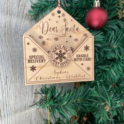 Personalised Santa Wishlist Christmas Bauble, Engraved To Santa, Letter 3D Layered - Bau021 - thumbnail 1