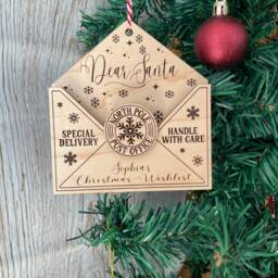 Personalised Santa Wishlist Christmas Bauble, Engraved To Santa, Letter 3D Layered - Bau021 - thumbnail 3