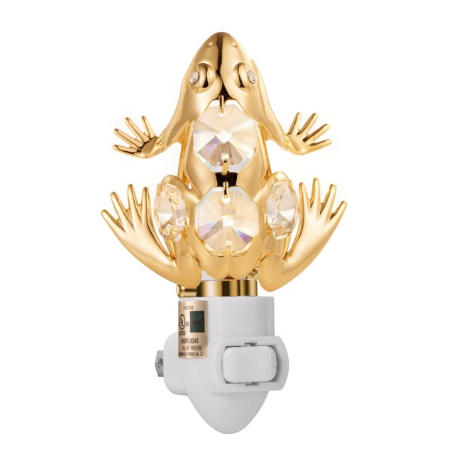 24K Gold Frog Night Light, Sparkling Crystal Decor - image 1