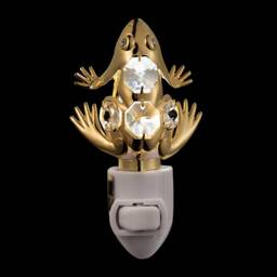 24K Gold Frog Night Light, Sparkling Crystal Decor - thumbnail 3