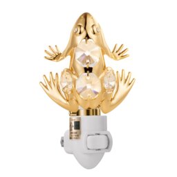 24K Gold Frog Night Light, Sparkling Crystal Decor