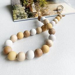 Hand Painted Wooden Bead Curtain Tiebacks Country Style Jute Twine - thumbnail 2