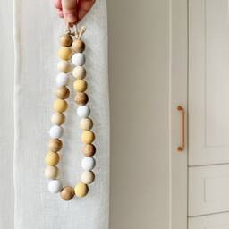 Hand Painted Wooden Bead Curtain Tiebacks Country Style Jute Twine - thumbnail 3
