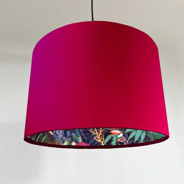 Cerise Velvet Drum Lampshade Tropical Wonderland Interior - image 1