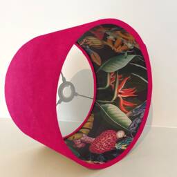 Cerise Velvet Drum Lampshade Tropical Wonderland Interior - thumbnail 3