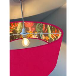 Cerise Velvet Drum Lampshade Tropical Wonderland Interior - thumbnail 2