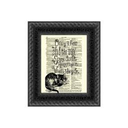 Alice in Wonderland Cheshire Cat Art Print On 1897 Dictionary Page - thumbnail 3