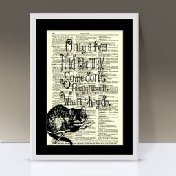 Alice in Wonderland Cheshire Cat Art Print On 1897 Dictionary Page - thumbnail 1