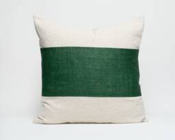 Hmong Hill Tribe Hemp Pillow - Green Striped Throw Cushion, 20x20 - thumbnail 1