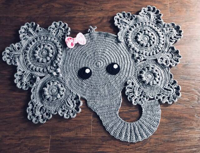 Crochet Elephant Rug Nursery Decor, Baby Photo Prop - image 1