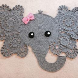 Crochet Elephant Rug Nursery Decor, Baby Photo Prop - thumbnail 2