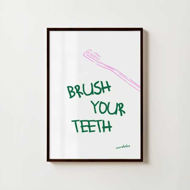 Brush Your Teeth Print - Minimalist Bathroom Wall Art Modern Contemporary Home Decor - image 1