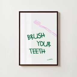 Brush Your Teeth Print - Minimalist Bathroom Wall Art Modern Contemporary Home Decor - thumbnail 1