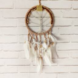 Tree Of Life Dream Catcher - Beige Boho Wall Hanging, 9 Inch - thumbnail 3