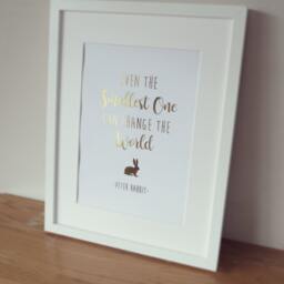 Even The Smallest One Can Change World - Peter Rabbit Print Foil Decor - Wall Art - thumbnail 2