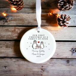 Personalised Cute Ceramic Christmas Tree Decoration - Our First As A Family Of Four Perfect Gift Idea For Present New Parents 2026 - thumbnail 2
