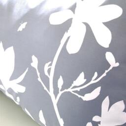 Magnolia & Butterfly Pillow Slate Gray Cotton, Navy Back - 12x18 - thumbnail 4