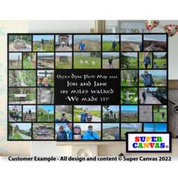40 Photo Picture Collage Family Wedding Birthday Holiday Travel Baby Personalised With Quote Wording Wall Art Framed Canvas Print Gift - thumbnail 1