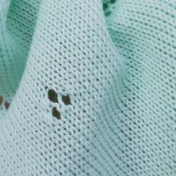 Handmade Pure Cotton Knit Baby Blanket, Ivory, Crochet Border - thumbnail 4