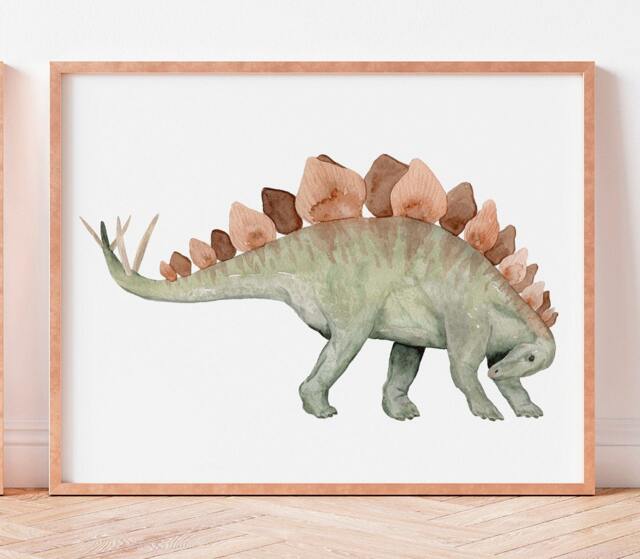 Watercolor Stegosaurus Print Dinosaur Nursery Wall Art - image 1