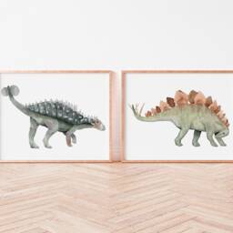 Watercolor Stegosaurus Print Dinosaur Nursery Wall Art - thumbnail 2