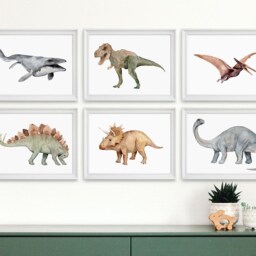 Watercolor Stegosaurus Print Dinosaur Nursery Wall Art - thumbnail 3