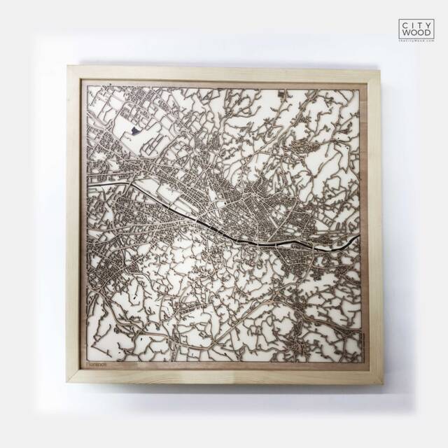 Florence Wooden Street Map - Laser Cut 3D City Art - image 1