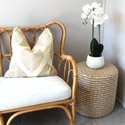 Basketweave Stripe Cushion Cover, Coastal Tan Pillow, Hamptons Decor, Australian Made, Farmhouse Style, Trendy Cushions - thumbnail 4