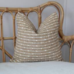 Basketweave Stripe Cushion Cover, Coastal Tan Pillow, Hamptons Decor, Australian Made, Farmhouse Style, Trendy Cushions - thumbnail 2